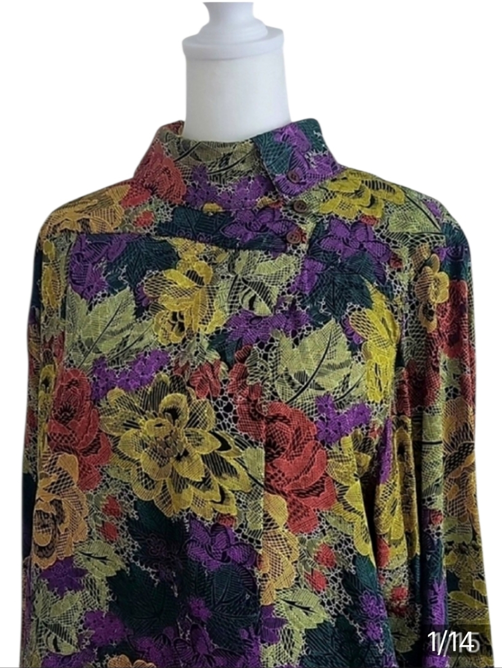 Michii Moon For Sanyo Vintage Floral Silk Blouse Size 10